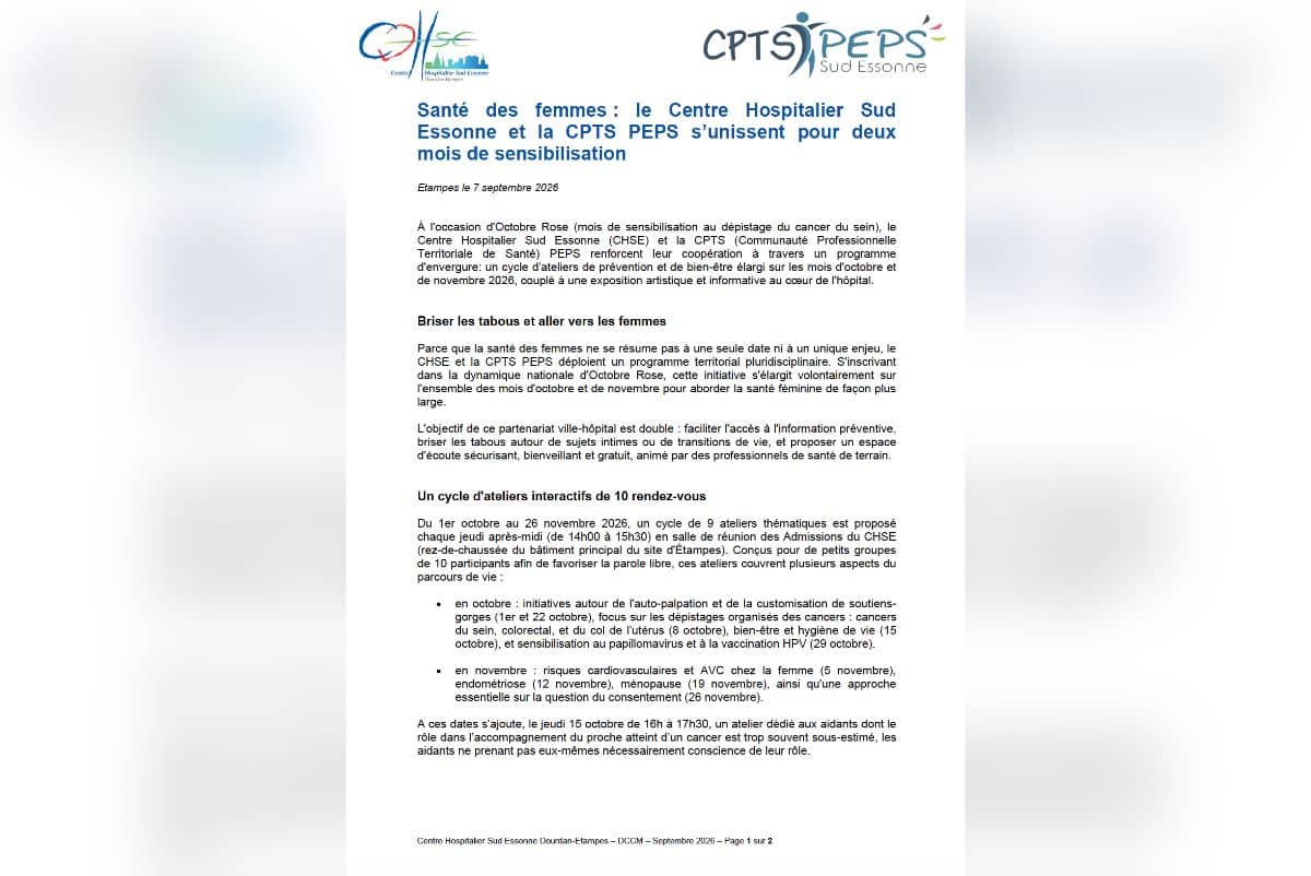 Partenariat Centre Hospitalier Sud Essonne (CHSE) et CPTS PEPS